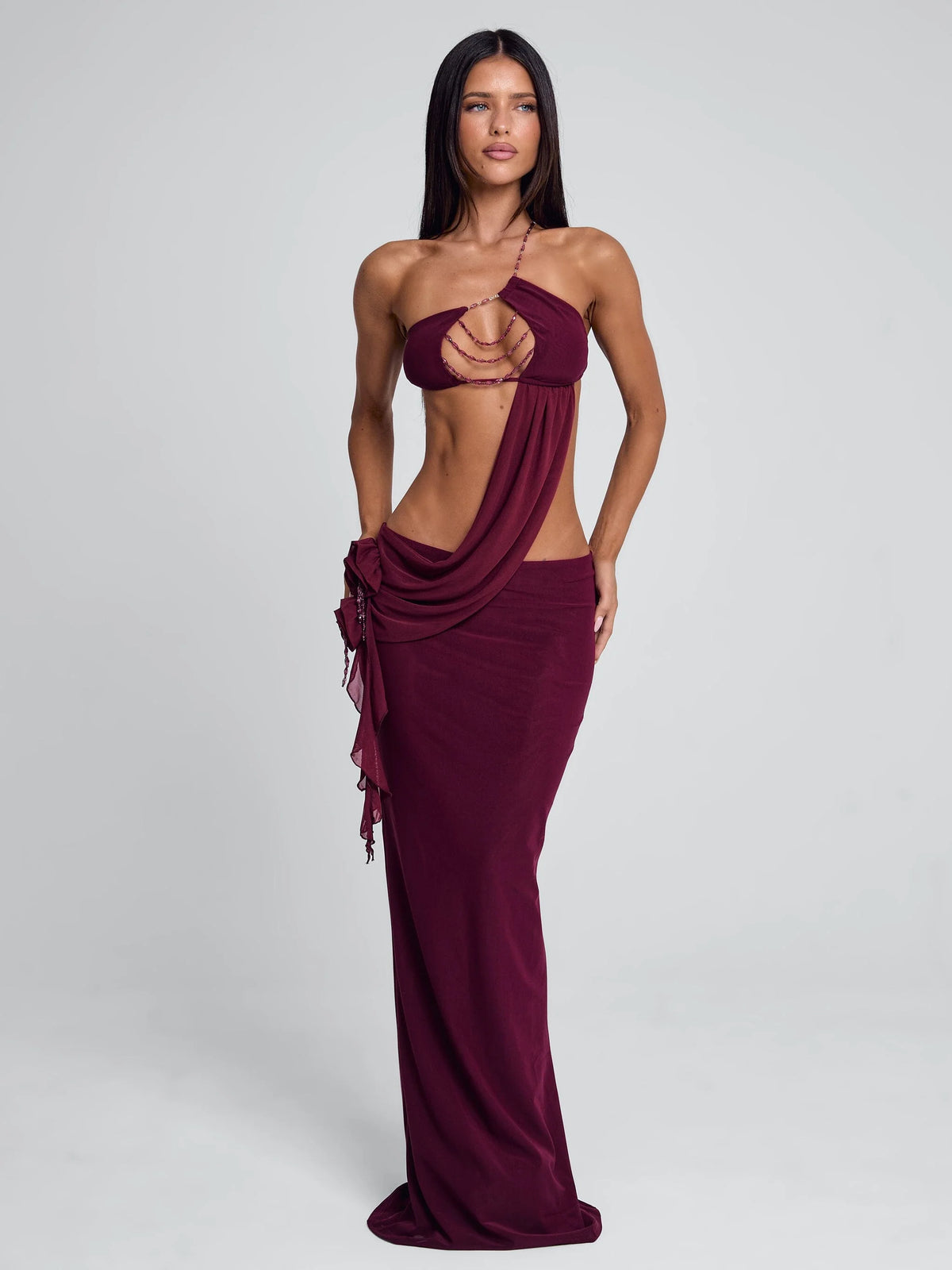 Vyorix RAER MAXI DRESS BURGUNDY