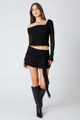 Mesh Ruffle Mini Skort