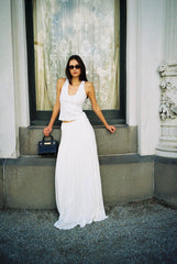 Sunray Pleat Maxi Skirt | Ivory