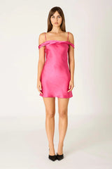Satin Off The Shoulder Mini Dress