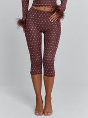Vyorix MAHRIA PANT BROWN POLKA DOT