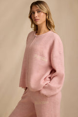 Oversized Zip-Up Cardigan in Blush Pink