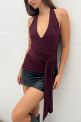 Stretch Jersey Wrap Top