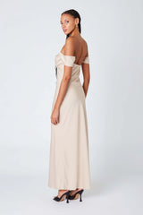 Satin Off the Shoulder Maxi Dress