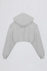 Brushed Jersey Hooded Cropped Shrug in Fog Grey