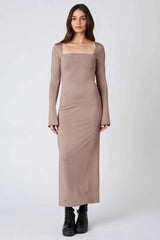 Long Sleeve Square Neck Maxi Dress