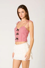 Gingham Bow Front Top