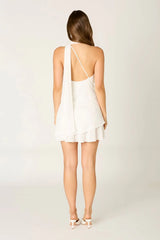 One-Shoulder Chiffon Mini Dress