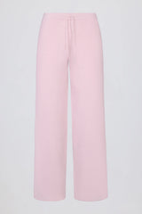 Knit Mid-Rise Wide-Leg Joggers in Soft Pink