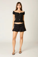 Lace Trim Peplum Top