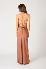 High-Neck Cowl Back Gown
