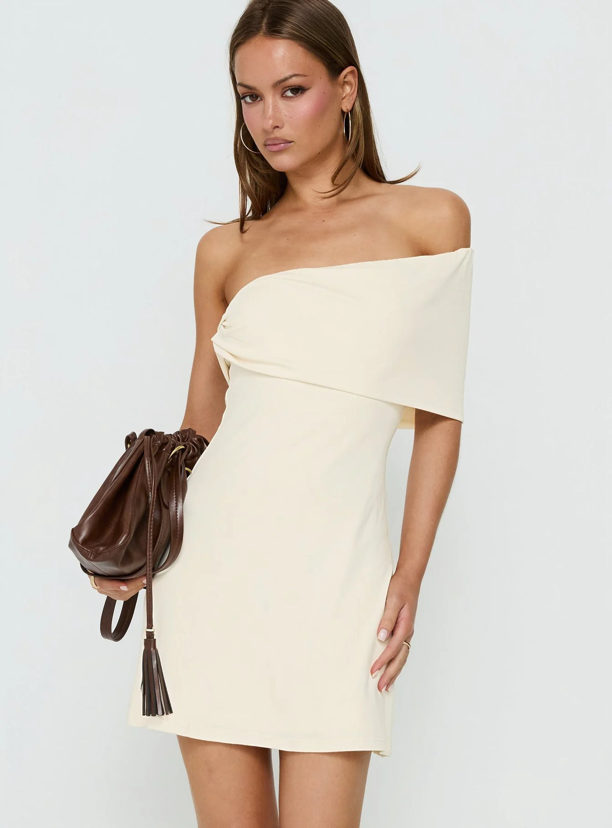 Laurencia One Shoulder Mini Dress Cream