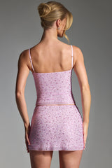 Embellished Square-Neck Top in Peony Pink