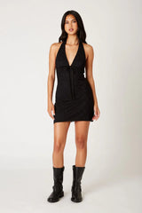 Mesh Halter Mini Dress