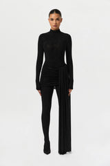 Crystal Ruched Drape Mini Skirt