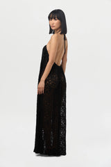 Lace Halter Open Back Dress