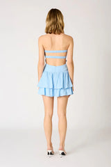 Knotted Double Flounce Mini Romper