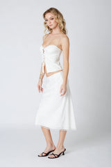 Printed Satin Midi Skirt