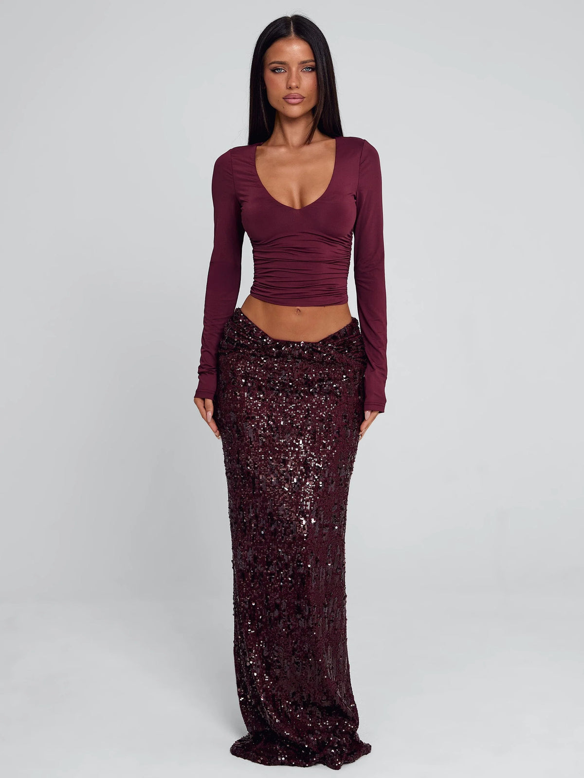 Vyorix ISLE MAXI SKIRT BURGUNDY