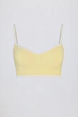 Soft Active Sweetheart-Neck Contrast Sports Bra in Soft Yellow