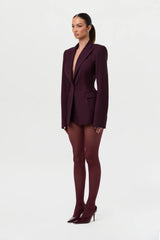 Power Shoulder Fitted Suit Blazer