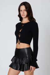 Ruffled Leather Skirt