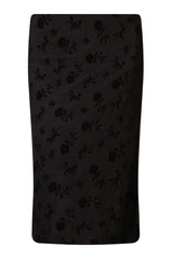 Flocked Velvet Mesh Midi Skirt