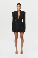 Pinstripe Suiting Pleated Mini Skirt