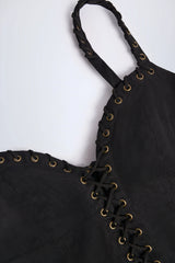 Lace-Up Top in Black
