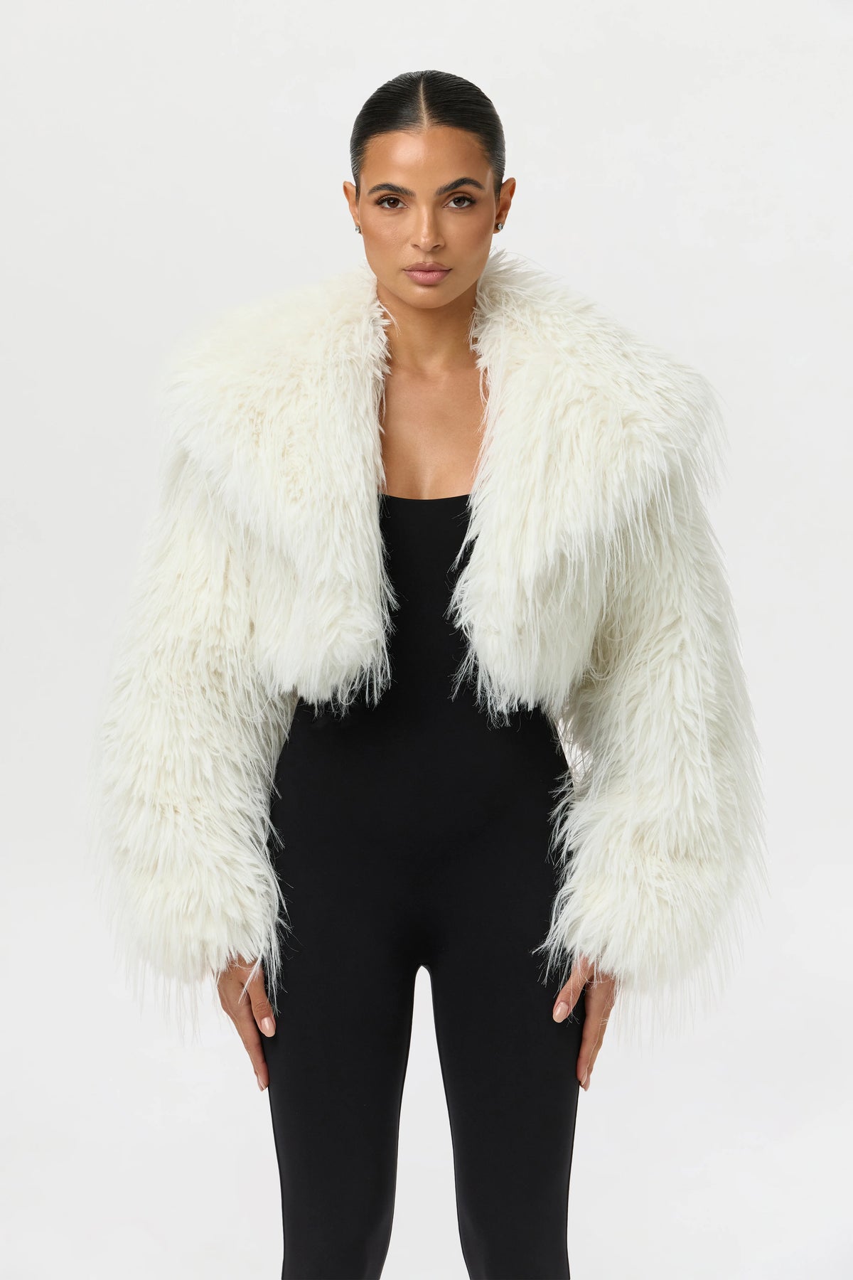Faux Fur Cropped Plush Jacket