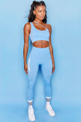 Evolve Seamless Asymmetric Crop Top in Light Blue