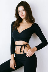 THE NAVY WRAP TOP