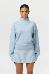 Pleated Knit Sweater Mini Skirt
