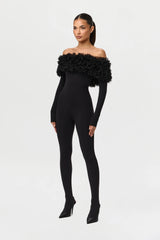 Naked Off-Shoulder Roses Jumpsuit Petite