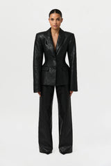 Quilted Vegan Leather Wide Leg Pants
