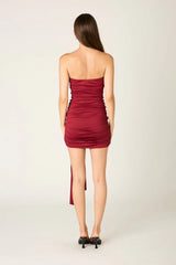 Strapless Ruched Jersey Mini Dress