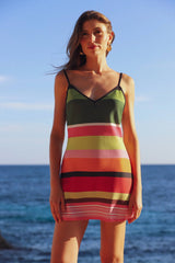Bias Mini Dress | Emerald Stripe