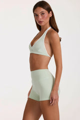 Soft Active Mini Shorts in Sage Marl