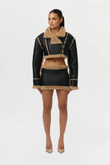 Sherpa Vegan Leather Mini Skirt