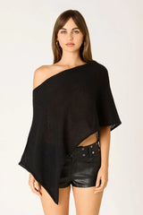 Asymmetric Sheer Knit Poncho