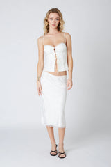 Printed Satin Midi Skirt