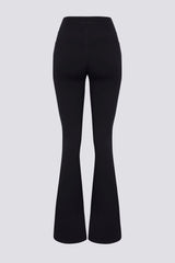 Soft Active V-Waist Pocket Flared Leggings in Black