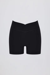 Soft Active V-Waist Pocket Mini Shorts in Black