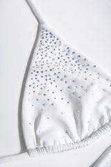 Embellished Triangle Bikini Top in White