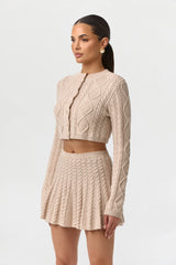 Cable Knit Cropped Cardigan
