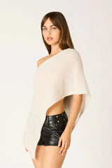 Asymmetric Sheer Knit Poncho