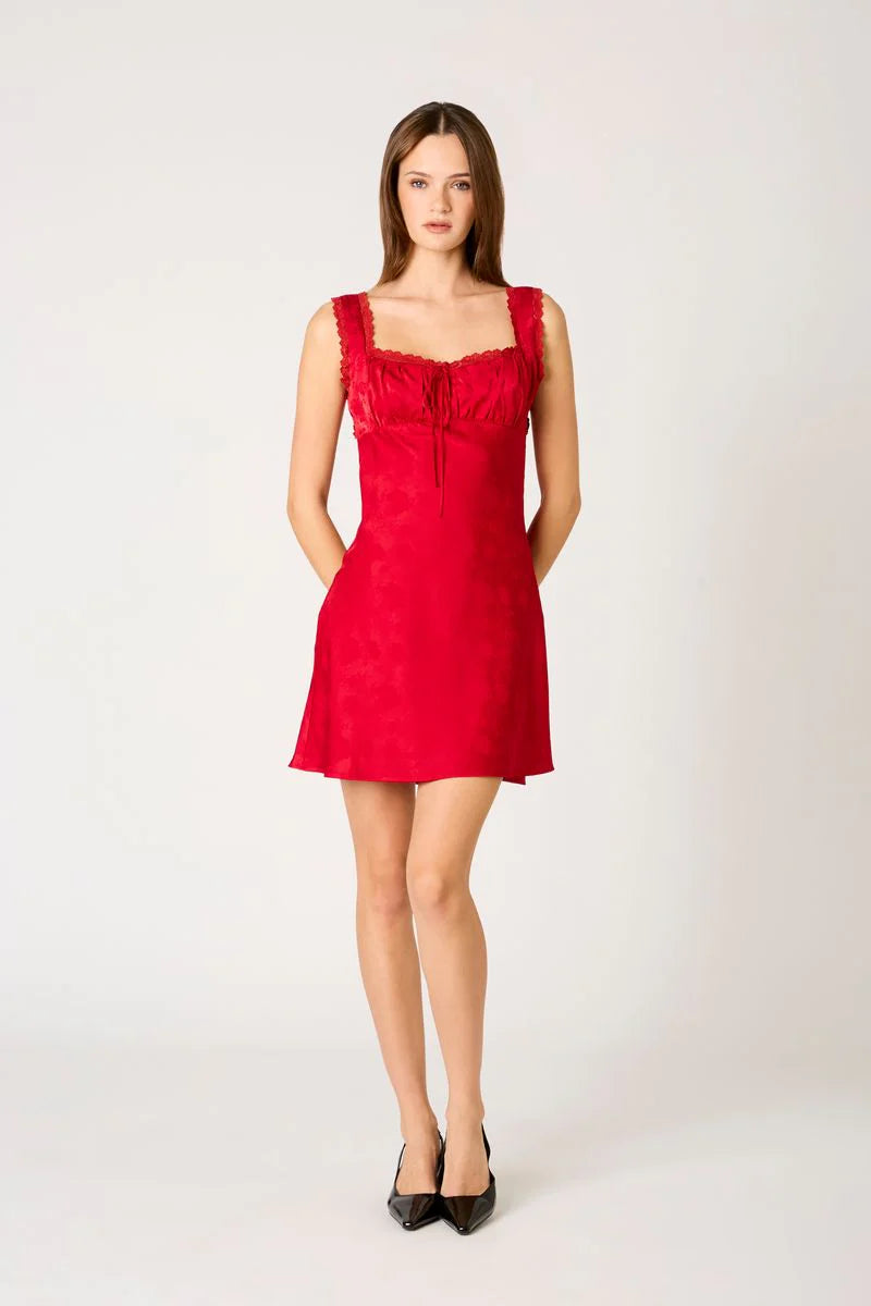 Satin Milkmaid Mini Dress