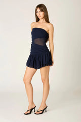 Strapless Mesh Mini Dress