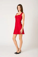 Satin Milkmaid Mini Dress