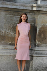 Structured Shoulder Midi Dress | Musk